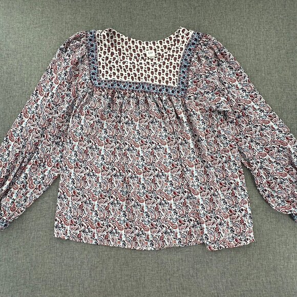 GAP Cottage Core‎ Blouse Long Balloon Sleeve Medium Paisley Top Relaxed Fit - Picture 8 of 11